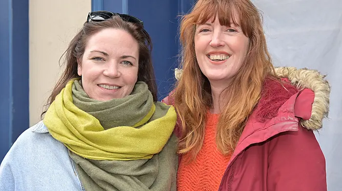 Local ladies Fiona Cookson (left) and Iseult Collins outside Blowout Hair Salon, a new business that Fiona opened on Thursday May 2nd on Pearse Street, Clonakilty.  (Photo: Martin Walsh)