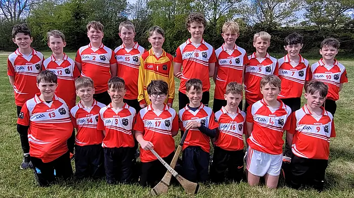The winning Sciath na Scoil hurling team from Ballinadee Primary School included (front, from left): Ryan Desmond, John Forde, Shea Forde, Eoin McCarthy, Conor Forde, Adam O’Mahony, Paddy Coakley and Ryan Hickey. Back (from left): Ciarán O’Callaghan, Cian Footman, Tony O’Mahony, Peter Crowley, Peter Murphy, Patrick O’Ríordan, Danny Toal, Conor Whitehead, Jack O’Donoghue and Luke Egan.