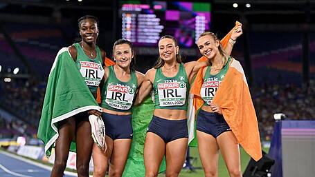 WATCH: Phil Healy and Irish women's 4x400m relay team receive their European silver medals Image