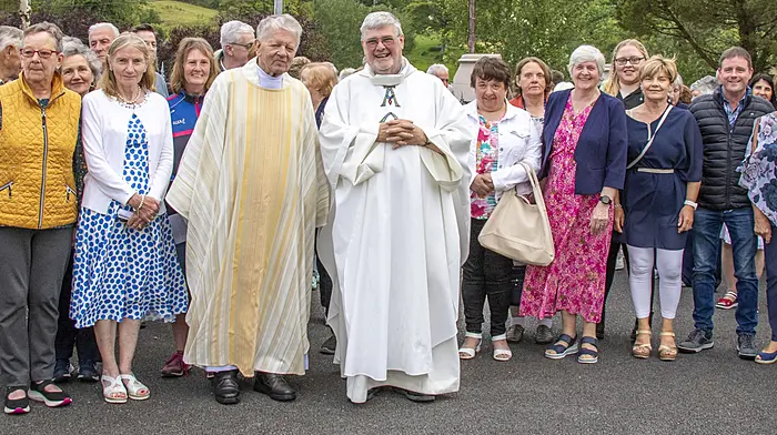 St Brigit’s Church, Union Hall, Friday 14th June 2024
Father Terence O’ Donovan and Father Bernard Cotter celebrated their 50 years and 40 years respectively as priests in St Brigit’s Church Union Hall. After the Mass the pair planted a tree each in the church grounds. This was followed with a celebration in Union Hall Community Centre with music and plenty of food for all.
Credit: Andrew Harris