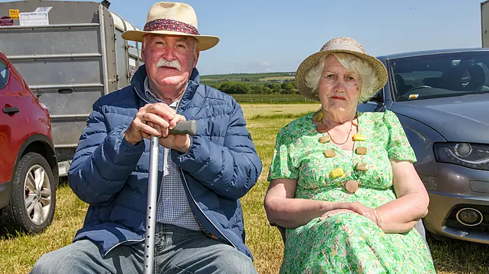 Tony and Mary Enright from Leap enjoying the fine weather at the annual agricultural show that was held recently in Belgooly. (Photo: David Creedon)