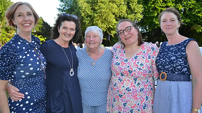 Tracey Daly, Nora Coombes, Angela Daly, Lana Hurley and Norma Buckley at Liss Ard Estate for the Skibbereen Lions Club Garden Party last weekend. (Photo: Anne Minihane)
