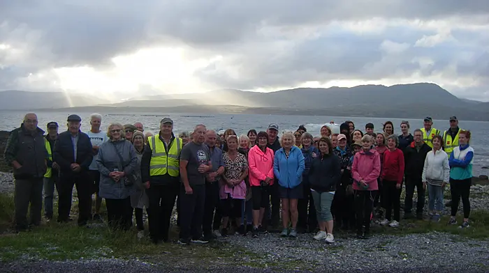 A sunset stroll was held to mark the solstice on Friday June 21st with all proceeds in aid of Bantry Inshore Search and Rescue Association (Bisra). Over 50 walkers took part in the walk which observed a minute of silence at the end for all those who have lost their lives at sea. The lifeboat joined the proceedings from the water and some flowers were floated into the bay in remembrance.