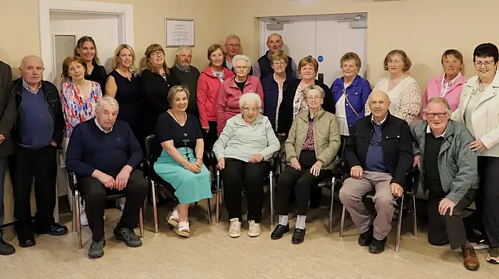 Renovations of the meeting area was celebrated in Ballinspittle Community Centre on Friday. TL to RL and sitting: Micheal Hayes Director, Rebecca O’ Donovan Chairperson, Margaret Cahalane Past Committee, Mary Twomey Past Committee, JJ Hayes Past Officer and Padraig Begley.Middle: Retired County Councillor Kevin Murphy, Past Chairman Tadg O’ Donovan, Angela O’ Reilly Committee, Linda Coughlan Secretary, Helen White Treasurer, Tracey Moloney Committee, Danjo Coholan Committee, Theresa Murphy,  Josie Hayes Committee, Mary Nyhan Committee, Kay Collins Committee, Cally Hayes Committee, Kay O’ Brien, Margaret O’ Brien Committee, Noreen Quinn PRO, Fenella Begley CommitteeBack: Donal Quinn Past Chairman, Noel O’ Donovan Committee