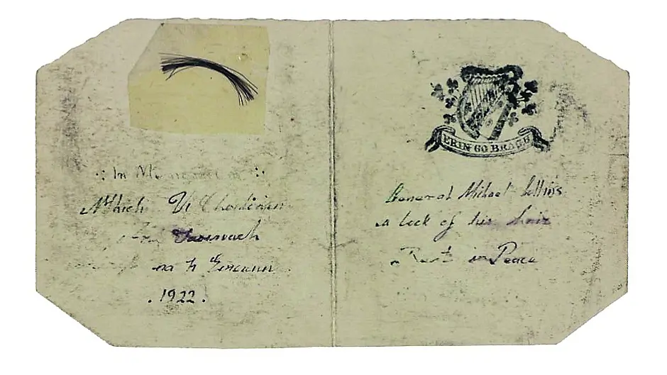 Michael Collins’ hair set to fetch €7,000 at auction Image