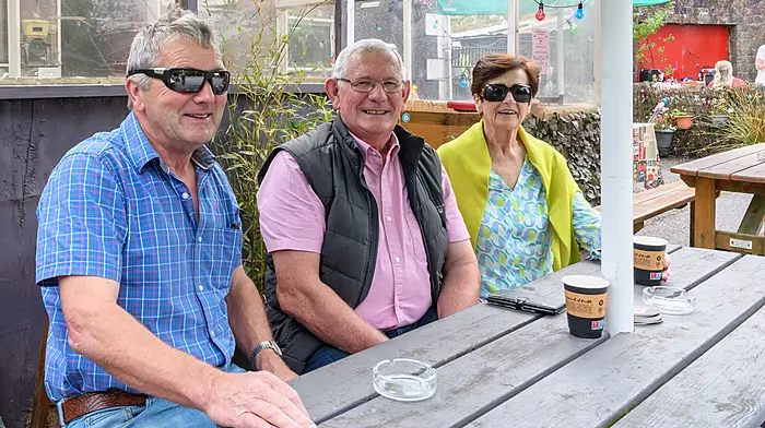 Pat Kingston (Drinagh) Gerry Murphy (Dunmanway) and Kathleen O'Farrell (Dunmanway) enjoying their day at the Tots tractor, car and truck run which was in aid of MS Ireland (Multiple Sclerosis) West Cork Branch. (Photo: David Patterson)