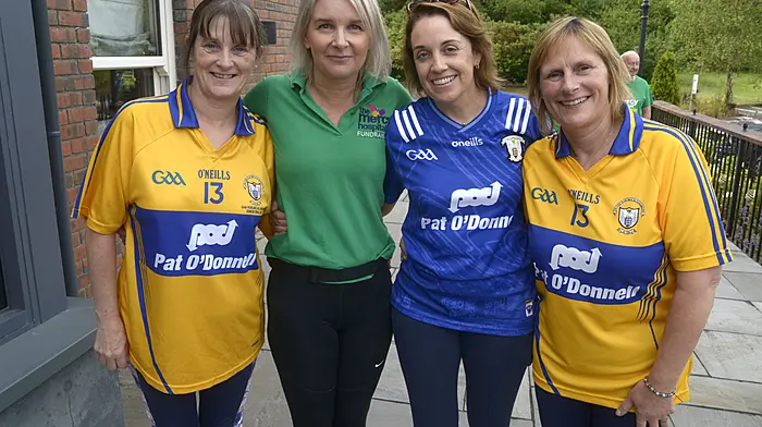 Joan Hayes, Deirdre Finn, Darina Sheridan and Anette Hayes at the Make Your Mark on Cancer charity walk which takes place annually from the Viaduct Bar to the Bandon Town Hall.  (Photo: Denis Boyle)