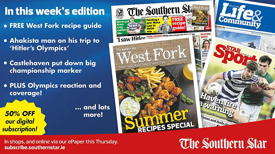 THIS WEEK'S SOUTHERN STAR: West Cork man on his 1936 trip to 'Hitler's Olympics'; Free West Fork recipe guide; Castlehaven lay down championship marker & lots more! Image