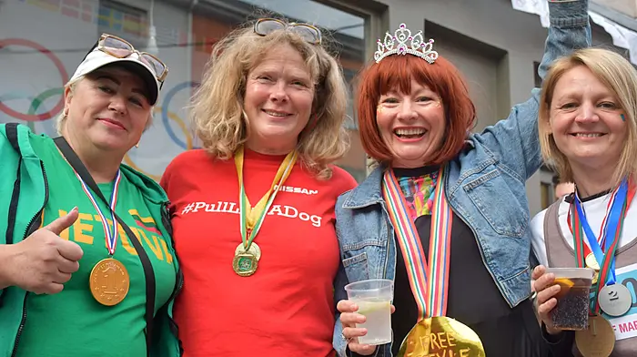 Zana Dunauskiene, Frances O'Donovan, Nicola McCarthy and Jo Veasey at the Skibbereen Arts Festival’s Olympic Street Party. (Photo: Anne Minihane)