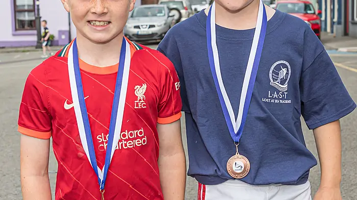 Robbie and Danny O’Callaghan with their medals for winning the best fisherman’s knot at Castletownbere Festival of the Sea.  (Photo: Anne Marie Cronin)