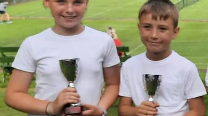 Clonakilty Tennis Club junior members, Leah and Colm Deasy, who were successful in the recent Argideen tennis junior day.