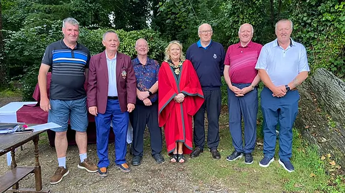 Mayor of Clonakilty Eileen Sheppard with six presidents of Clonakilty Golf Club, Neil Whelton, Jim Murphy, Tony Duffy, John O’Mahony, Tim Goulding and Gerard Deegan.