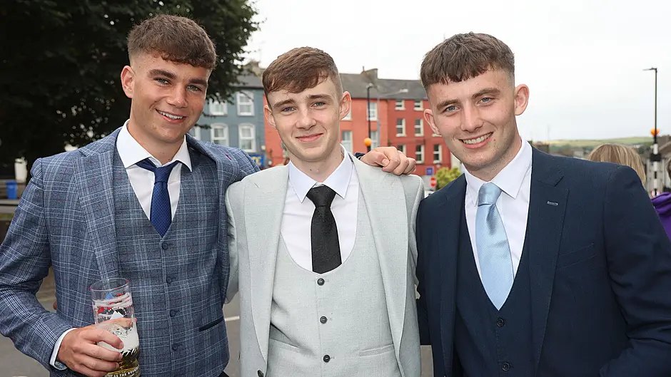 Pictured at the Coláiste Na Toirbhirte Debs are Paul Kelly, Seán Deasey and Seán Aherne. (Photo: Denis Boyle)