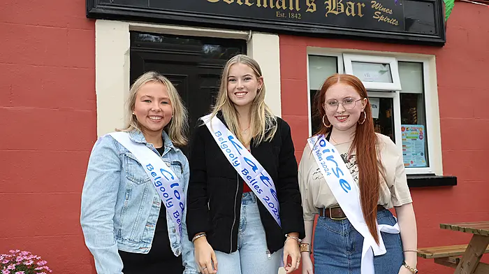 This year’s Belgooly Belles are (from left) Clodagh Corkery, Katie O'Sullivan and Saoirse Long. Rachel Kiely, the fourth Belle, is missing from the photo.