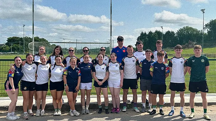 The Doheny/Sam Maguire club held a very successful Cúl Camp last week under co-ordinators Mirian Forbes and Tony Walsh. This year’s coaches were (back, from left) Emma O’Sullivan, Rhea McCarthy, Michelle Murphy, Alison Hayes, Noelle O’Mahony, Donnacha McCarthy, Ciaran Murray and Padraig O’Sullivan. Front (from left) Aoife Walsh, Clara Duggan, Aisling Walsh, Kate Murray, Aine Hickey, Melissa Duggan (ladies Cork football team member), Eimear Kelleher, Ciara Hurley, Oisin Doyle, Eoin Greary, Euan Lehane, Oran McCarthy and Shane Brady.  John Kelly is missing from the photo.