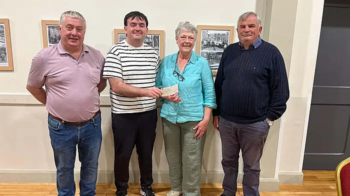 Congratulations have been expressed to Margaret O’Driscoll who won last Friday's bingo jackpot of €800. L-R: Kieran Walsh, Matthew Salter, Margaret O'Driscoll and Noel Kearney.