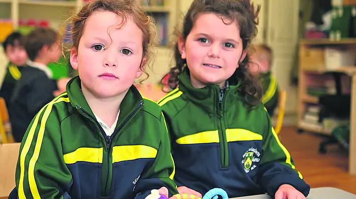 Sadhbh O’Brien and Emily William on their first day at Ardfield National School. (Photo: Martin Walsh)