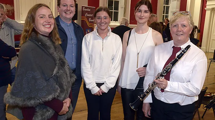 Enjoing the Bandon Concert Band night were Alexis Bannermac, Connor McCann, Ailbhe Guedan,Amber Kaier and Martha Nyne. (Photo: Denis Boyle)