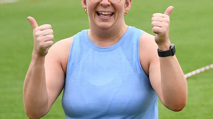 Rebecca Hourihane in a happy mood during the run section of the Hyrox Endurance event held in Skibbereen on Saturday last. (Photo: Garry Minihane)