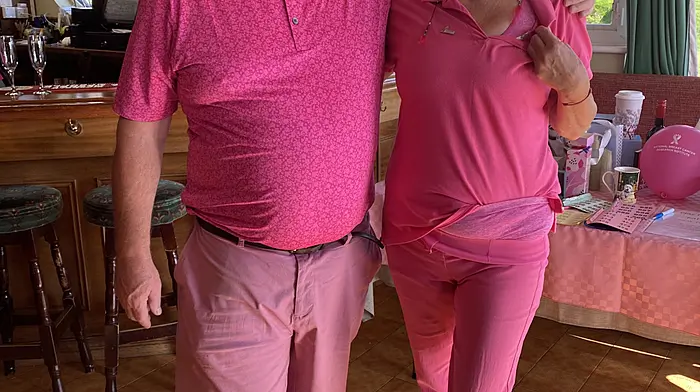Captain Owen Dineen and Barbara Westering were the winners of the best dressed Play in Pink scramble at the Glengarriff Golf Club. All proceeds were in aid of Breast Cancer Research.