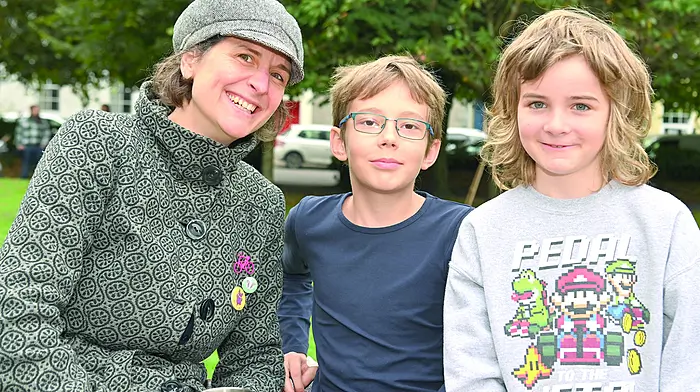 Enjoying a break in Kennedy Park were (from left): Allison Roberts, Martin Haug and Ari Grounds, all from Clonakilty.   (Photo: Martin Walsh)