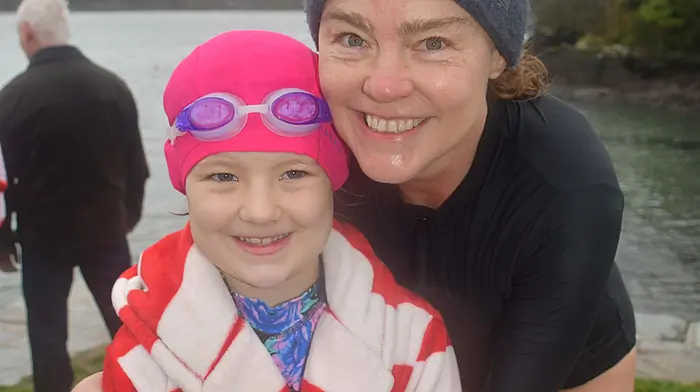 Alison and Alexandra Martin from Castletownshend at the New Year’s Day swim in Castletownshend. (Photo: Anne Minihane)