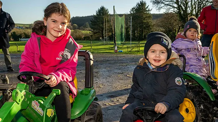 Isla O'Driscoll and Tommy Collins from Ballineen were at the children's toy run from the GAA ground to Beda Community Hall last weekend. (Photo: Andy Gibson)
