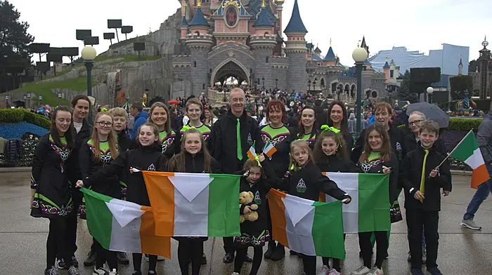 Sixteen Irish dancers (and Barry from Blarney the teddy mascot) from Blarney Dance Academy danced their hearts out in a show of their lives at the Videopolis Theatre at Disneyland Paris on St Patrick’s Day. The dancers ranged in age from five to over fifty and were guided by their teacher Michele Ryan.  Of the many who auditioned, the group was the only Irish dance team to perform live Disneyland Paris for the celebrations. Their performance consisted of a set piece of twelve dances including solo, display, céilí, the traditional brush dance, the traditional St Patrick's Day trad set and modern display pieces.