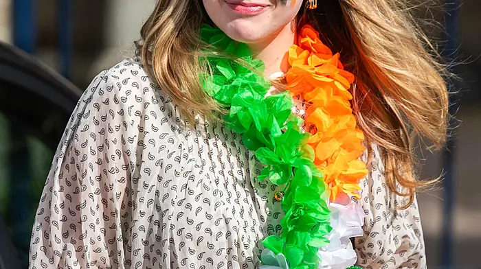 Wiktoria Bzowy, Ballydehob enjoying the Bantry St Patrick’s Day parade.   (Photo: Andy Gibson)