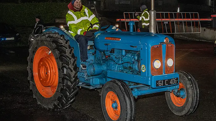 Liam Fleming, Butlerstown, setting off on the Courtmacsherry Rowing Clubs Seven Heads Tractor Run from Timoleague.