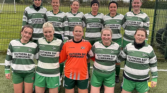 Dunmanway FC’s womens team who played their first game of the new West Cork women's league last Sunday where they defeated Clonakilty United women's team 5-0.  Back (from left): Ruth Collins, Noelle Farr, Maria Cregan, Claire McSweeney, Abbie Buckley and Colette Fraser. Front (from left): Larissa Farr, Claire Hurley, Irene Mawe, Ciara McCarthy and Niamh Collins.