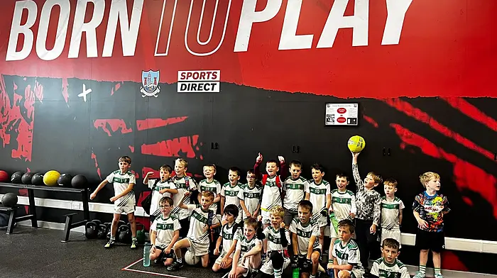The Ilen Rovers U8s finished off the year in style with a visit to Páirc Uí Chaoimh where they played three matches and then got a guided tour of the stadium. Back (from left): Noah Harmon, Archie Desmond, Sean O’Sullivan, Shane Murphy, Rowan O’Driscoll, Jerry O’Mahoney, Charlie O’Driscoll, Killian O’Mahoney, Cuan Putz, Alex Landers, Michael John Whooley, Fionn Barry and Conor Whooley. Front (from left): Eoghan Collins, Tadhg Barry, Nicholas McSweeney, Tadhg Holland, Daniel Casey, Rory Keane, Tim Sheehy and Patrick O’Driscoll.