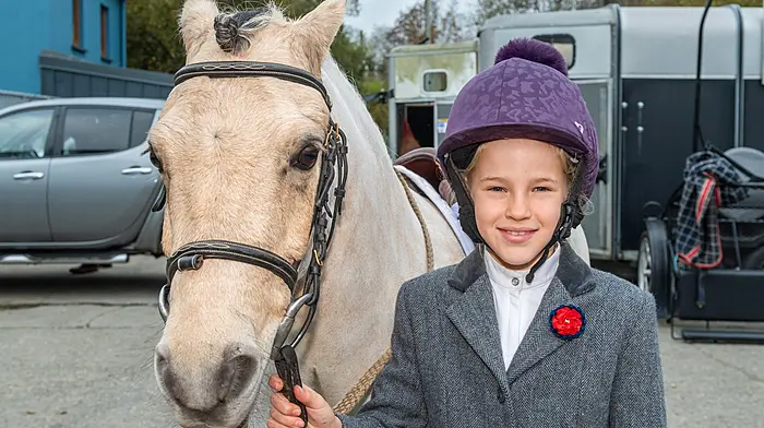 West Cork Chevals held its first charity cheval of the season today, in aid of West Cork Jesters. Around 20 horses and ponies were signed on for the chevals, which ran to Ahakista and back. Taking part in the cheval was Isobel Crews from Bantry with her pony 'Trixie'. (Photo: Andy Gibson)