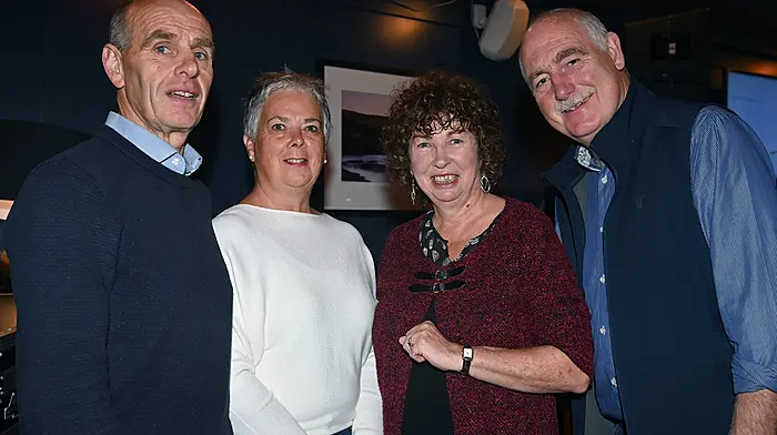 Enjoying the Seven Heads Walks annual fundraising breakfast in Courtmacsherry Hotel were Micheál and Helen White, Ardgehane and Marian and Brendan Pierce, Courtmacsherry. (Photo: Martin Walsh)
