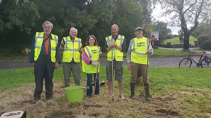 Ballydehob Tidy Towns celebrated being awarded a silver medal in the SuperValu Tidy Towns Awards where 904 towns and villages throughout the country competed for the top place. The committee extended gratitude to their many volunteers and group partners for actively giving up their time to make Ballydehob beautiful. Some volunteers (from left): Marc Robins, John Forde, Cllr Caroline Cronin, Jens Franke and Peter Hermle.