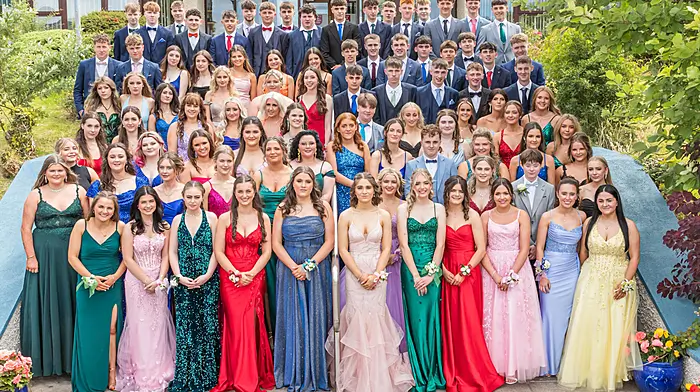 Students of Scoil Phobail Bhéara, Castletownbere, class of 2024, celebrated  their Debs in July.  (Photo: Anne Marie Cronin)