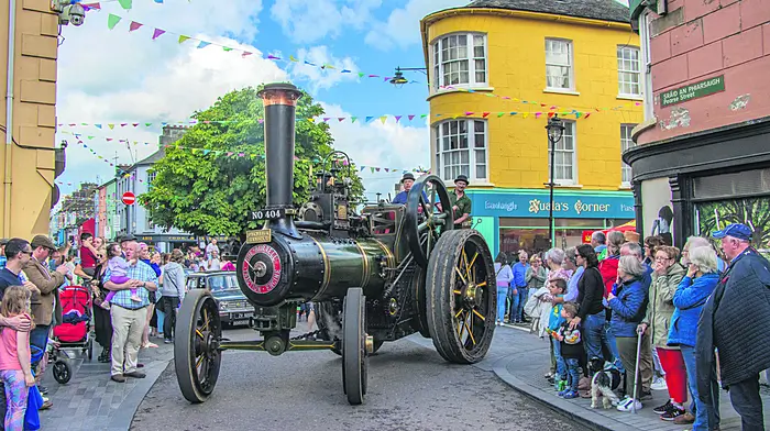 Alan Barry, Half Way, manoeuvers his traction engine, ‘The Owenabue Rambler’ onto Pearse Street during the Clonakilty Old Time Fair which attracted huge crowds to the town in July.