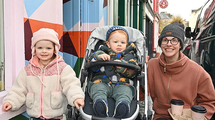 Out and about in Ashe Street, Clonakilty were locals (from left): Aoife, Conor and Elaine McCarthy.    (Photo: Martin Walsh)