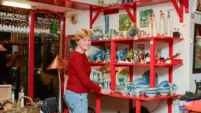 Christine Nicholas of The Craft Shop in Bantry getting her Christmas collection ready for Bantry’s traditional Christmas shopping day which will be celebrated on Sunday December 8th.   (Photo: Tony O’Donovan)