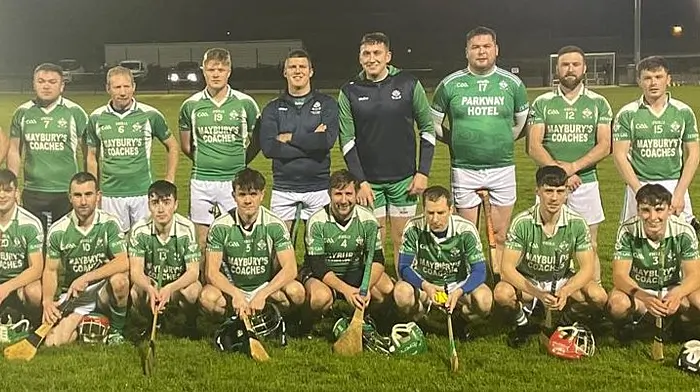 Dohenys fielded a second junior hurling team arguably for the first time in their history last Friday night when the Doheny junior C hurling team played Argideen Rangers in the RCM Tarmacadam sponsored final.  Although they narrowly lost out on a scoreline of 17 points to 1-11, it was fantastic to see nineteen players togged out. Back (from left): Niall Hurley, Adrian Cronin, Noel Collins, Ian Bryan, Colm O’Shea, Steve Daly, Sean Cronin, Chris Cronin and Daniel King. Front (from left): Conor Hurley, Keith Forbes, Kevin Murphy, Gavin Dullea, Josh Burke, Cian Cahalane, Stephen Collins, Jack McCarthy, Ben Quigley and Dan McSweeney.