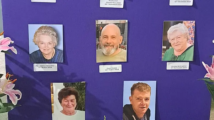 The display of photos in Kilcrohane Church remembering people from the area who died during the past year.