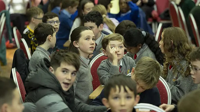 Cloghroe National School’s Joe Ryan considering the questions at the Cork Primary Science Quiz competition where 180 school children from 60 Cork primary schools competed in a special event to promote science, technology, engineering and maths.  The announcement of Cloghroe National School as the overall winners was met with rapturous applause as the weeks of preparation and practice bore fruit during eight rounds of tough questions and challenges. The initiative is organised by Cork City Council with support from the Royal Society of Chemistry and the School of Chemistry at UCC.