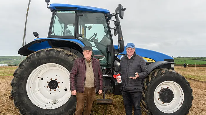 Richard White and Kieran Keohane (Timoleague) sounded the starting horn at the Cahermore 68th annual ploughing match, which was the third ploughing match of the 2024/2025 season in the Cork West region, and which was held on the lands of Diarmuid and Ann Keohane, Creaghbeg, Clonakilty.    (Photo: David Patterson)