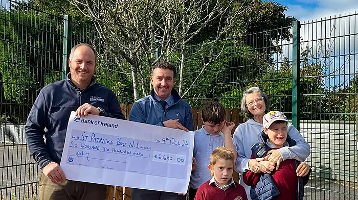 The Blueprint Financial Planning charity golf classic raised €6,600 for the autistic classes at St Patrick's Boys’ National School. This was the fifth year that the classic was held and over €35k has been raised thus far for local causes. From left: John O'Driscoll (owner, Blueprint Financial), Alan Foley (principal, St Patrick's Boys’ National School), Jack O'Brien (pupil), Jack Collins (pupil), Siobhan Harte (teacher) and Danny Keohane (pupil).