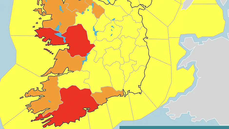 Red warning: 'Highest accumulations' for West Cork Image
