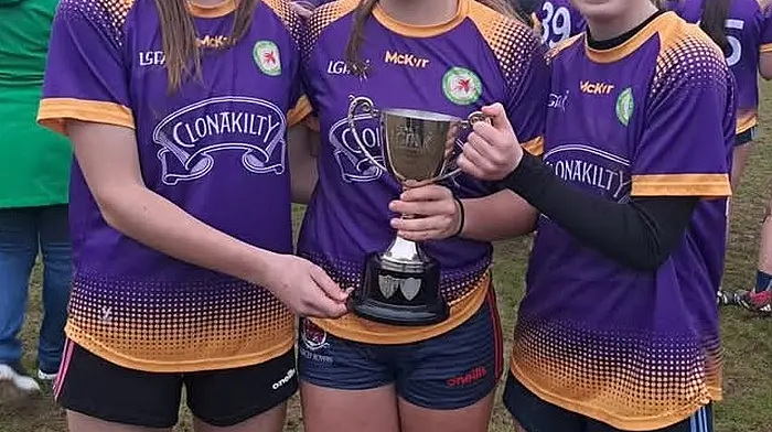 Courcey Rovers players in the West Cork U15 final winning team included (from left): Saoirse O’Mahony, Caoimhe Foley and Katie Crowley.