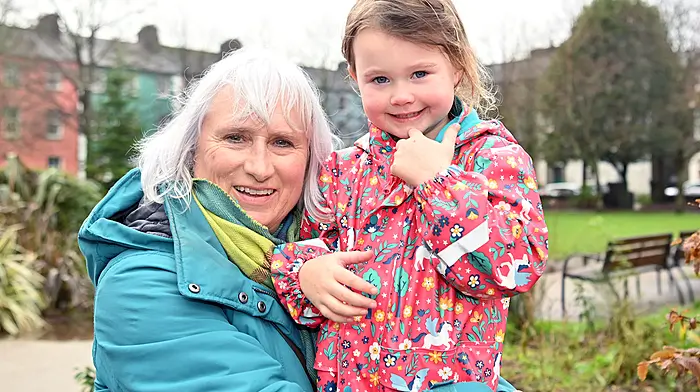 Lyn MacCurtain and Poppy Kelly, both from Clonakilty, out and about in Kennedy Gardens.   (Photo: Martin Walsh)
