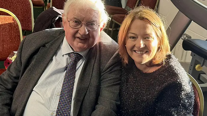 Founder member of Gabriel Rangers, Noel Coakley, who launched the club’s 50th anniversary history publication, with his past pupil and current county councillor Caroline Cronin at last Sunday’s celebrations. Also marked on the day was the official opening of the Gabriel’s clubhouse by former Cork footballer, Cill na Martra’s Noel O’Leary.