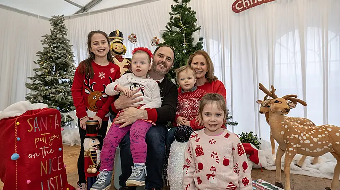 The Whyte family from Blarney, Daniel and Gwen Whyte with their children Ava, Elena, Oliver and Joy enjoyed the Crann Centre’s Christmas experience. (Photo: Brian Lougheed)