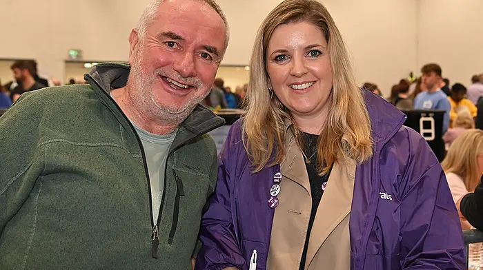 Mike Hicks from Rosscarbery and Cllr Ann Bambury at the vote count in Mallow. (Photo: Martin Walsh)